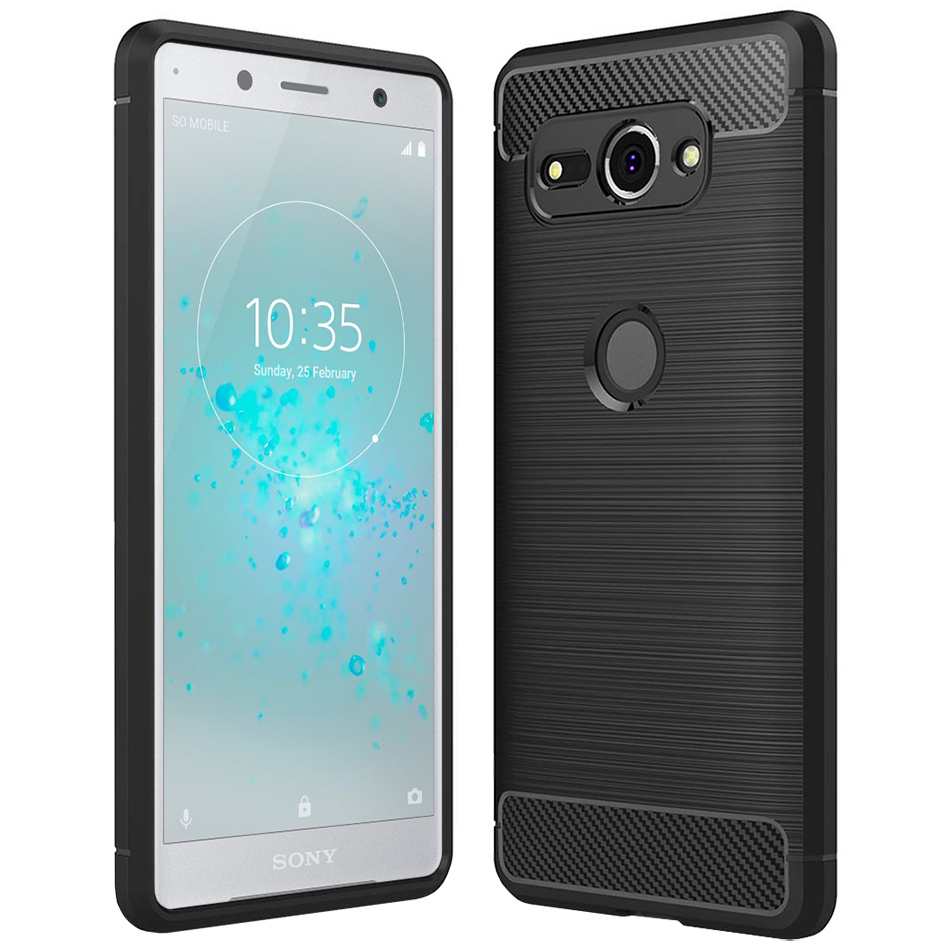Flexi Slim Carbon Fibre Case For Sony Xperia Xz2 Compact Black